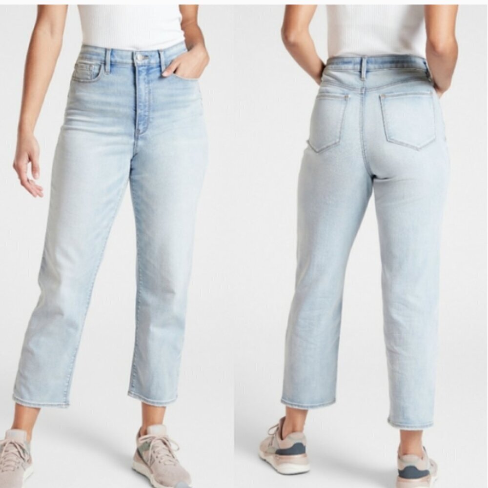 Athleta Sculptek Straight Leg Ankle Jean Light Blue Denim 535340 Women's Size 8